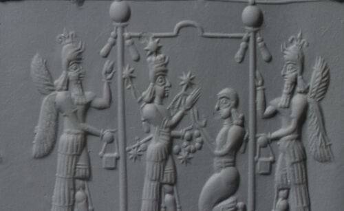 Close up of an Assyrian Cylinder Seal with Impression from palace of Sargon