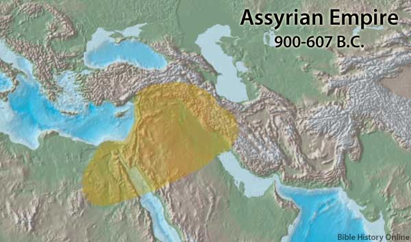 Map of the Assyrian Empire (900-607 BC.)