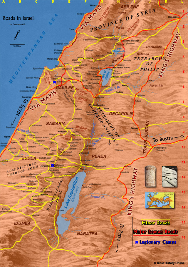 Map of the Roads in First Century Israel 