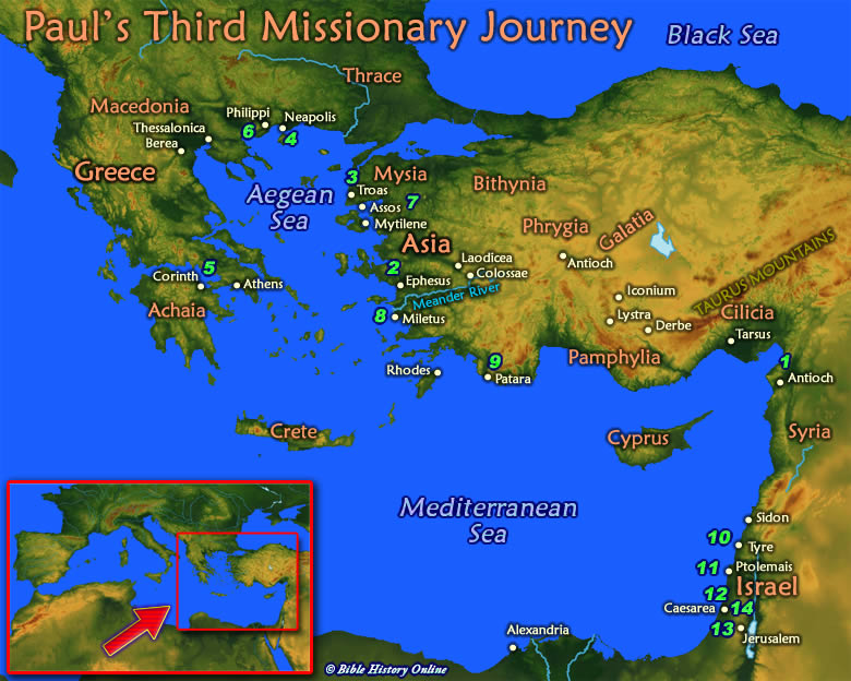 Map of Paul's Third Missionary Journey
