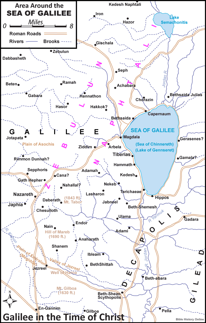 Map of the Sea of Galilee Region in the Time of Jesus Christ