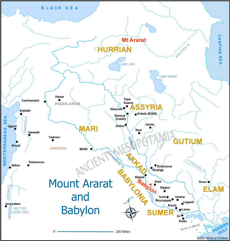 Mount Ararat and Babylon in Ancient Mesopotamia