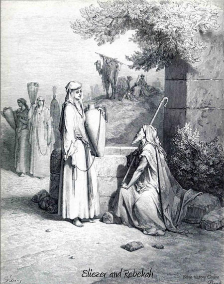 Painting of Eliezer and Rebekah by Dore